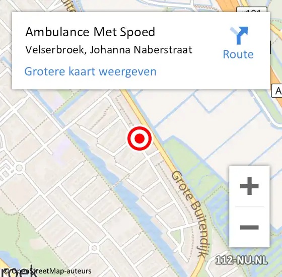 Locatie op kaart van de 112 melding: Ambulance Met Spoed Naar Velserbroek, Johanna Naberstraat op 29 september 2022 16:28