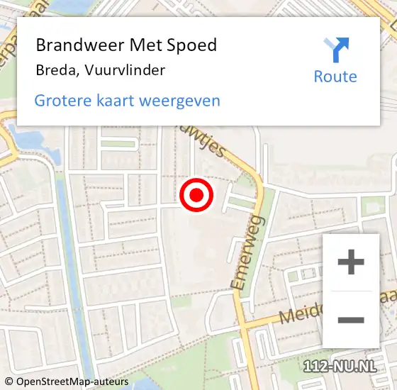 Locatie op kaart van de 112 melding: Brandweer Met Spoed Naar Breda, Vuurvlinder op 29 september 2022 16:39