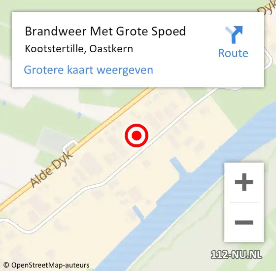 Locatie op kaart van de 112 melding: Brandweer Met Grote Spoed Naar Kootstertille, Oastkern op 29 september 2022 16:45