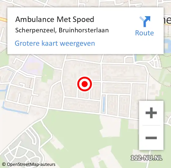 Locatie op kaart van de 112 melding: Ambulance Met Spoed Naar Scherpenzeel, Bruinhorsterlaan op 29 september 2022 16:57