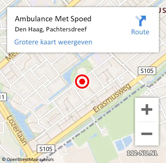 Locatie op kaart van de 112 melding: Ambulance Met Spoed Naar Den Haag, Pachtersdreef op 29 september 2022 16:59