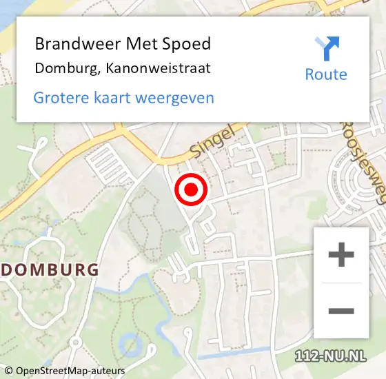 Locatie op kaart van de 112 melding: Brandweer Met Spoed Naar Domburg, Kanonweistraat op 29 september 2022 17:12