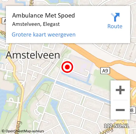 Locatie op kaart van de 112 melding: Ambulance Met Spoed Naar Amstelveen, Elegast op 29 september 2022 17:15