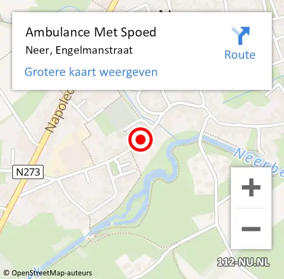 Locatie op kaart van de 112 melding: Ambulance Met Spoed Naar Neer, Engelmanstraat op 29 september 2022 17:17