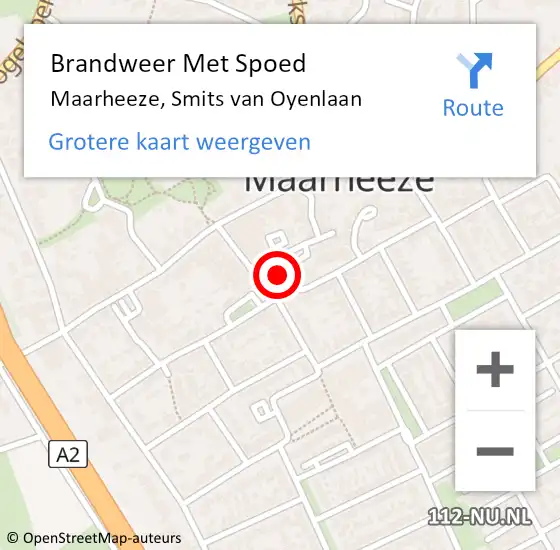 Locatie op kaart van de 112 melding: Brandweer Met Spoed Naar Maarheeze, Smits van Oyenlaan op 29 september 2022 17:29