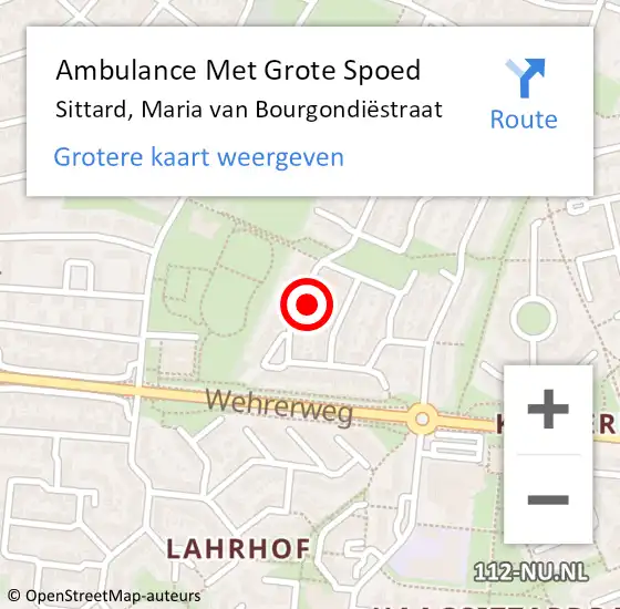 Locatie op kaart van de 112 melding: Ambulance Met Grote Spoed Naar Sittard, Maria van Bourgondiëstraat op 29 september 2022 17:30