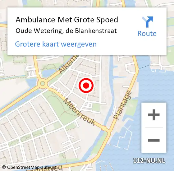 Locatie op kaart van de 112 melding: Ambulance Met Grote Spoed Naar Oude Wetering, de Blankenstraat op 29 september 2022 17:31