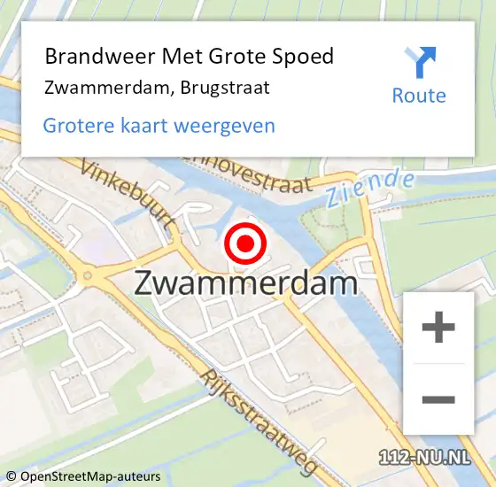 Locatie op kaart van de 112 melding: Brandweer Met Grote Spoed Naar Zwammerdam, Brugstraat op 29 september 2022 17:42