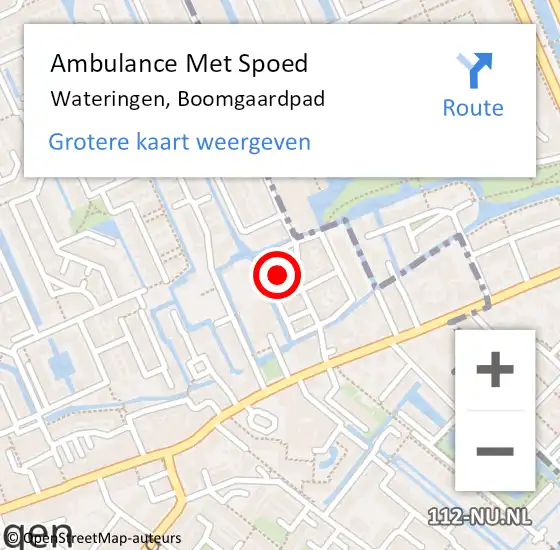 Locatie op kaart van de 112 melding: Ambulance Met Spoed Naar Wateringen, Boomgaardpad op 29 september 2022 17:48