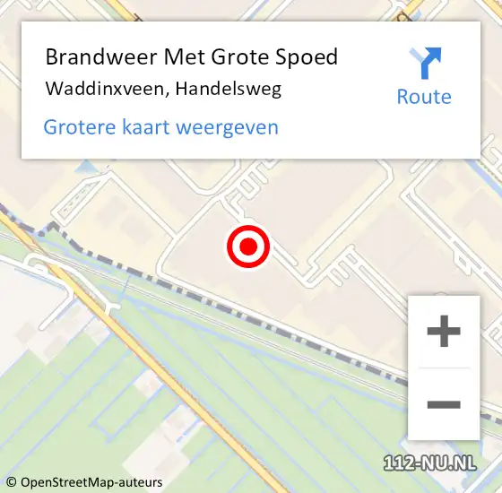 Locatie op kaart van de 112 melding: Brandweer Met Grote Spoed Naar Waddinxveen, Handelsweg op 29 september 2022 18:01