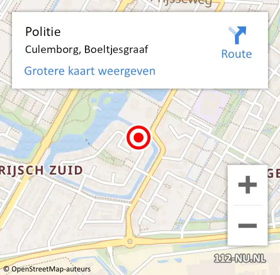 Locatie op kaart van de 112 melding: Politie Culemborg, Boeltjesgraaf op 29 september 2022 18:09