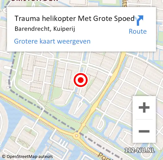 Locatie op kaart van de 112 melding: Trauma helikopter Met Grote Spoed Naar Barendrecht, Kuiperij op 29 september 2022 18:12