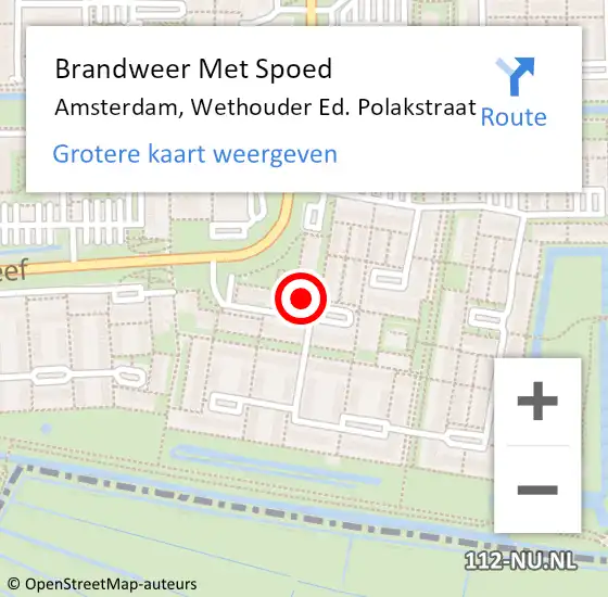 Locatie op kaart van de 112 melding: Brandweer Met Spoed Naar Amsterdam-Zuidoost, Wethouder Ed. Polakstraat op 29 september 2022 19:16