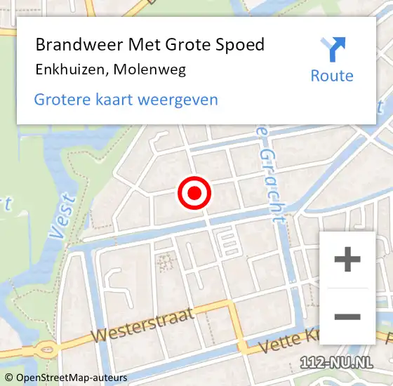 Locatie op kaart van de 112 melding: Brandweer Met Grote Spoed Naar Enkhuizen, Molenweg op 29 september 2022 19:36