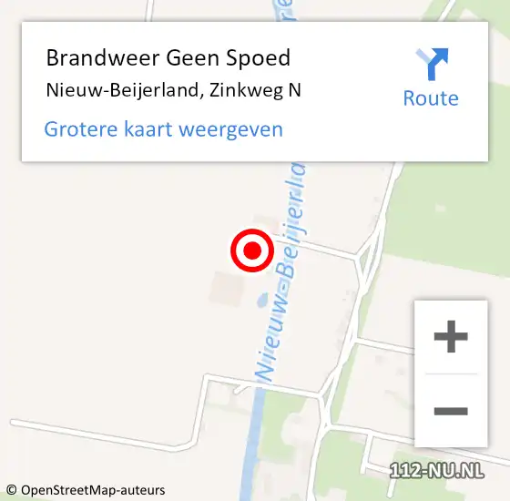 Locatie op kaart van de 112 melding: Brandweer Geen Spoed Naar Nieuw-Beijerland, Zinkweg N op 29 september 2022 19:36