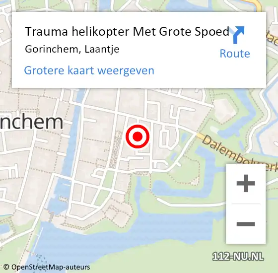 Locatie op kaart van de 112 melding: Trauma helikopter Met Grote Spoed Naar Gorinchem, Laantje op 29 september 2022 19:37