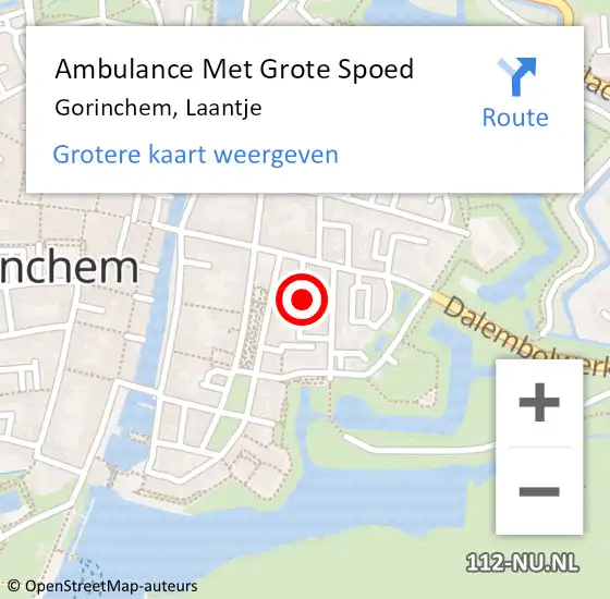 Locatie op kaart van de 112 melding: Ambulance Met Grote Spoed Naar Gorinchem, Laantje op 29 september 2022 19:37