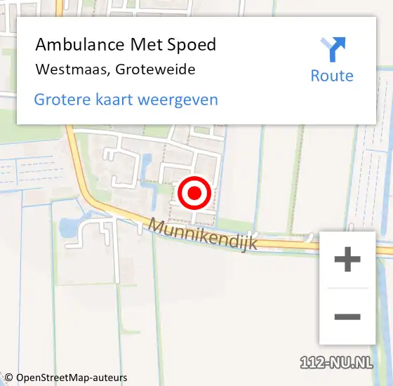 Locatie op kaart van de 112 melding: Ambulance Met Spoed Naar Westmaas, Groteweide op 29 september 2022 19:43