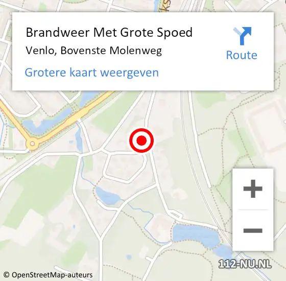 Locatie op kaart van de 112 melding: Brandweer Met Grote Spoed Naar Venlo, Bovenste Molenweg op 29 september 2022 20:00