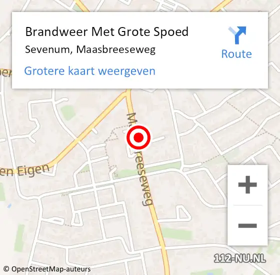 Locatie op kaart van de 112 melding: Brandweer Met Grote Spoed Naar Sevenum, Maasbreeseweg op 29 september 2022 20:03