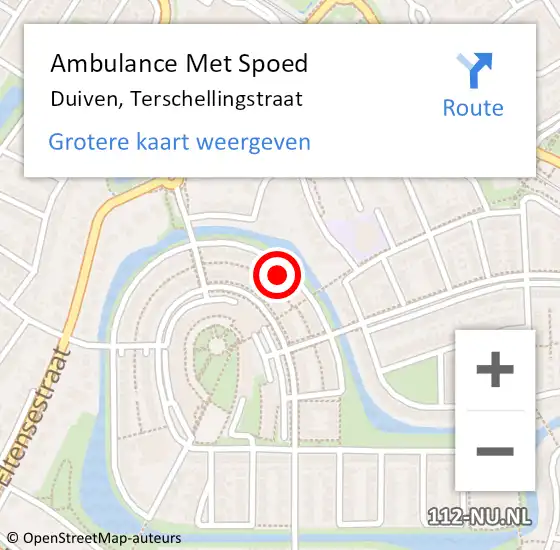 Locatie op kaart van de 112 melding: Ambulance Met Spoed Naar Duiven, Terschellingstraat op 29 september 2022 20:23