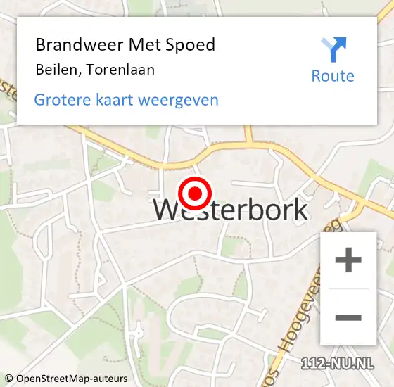 Locatie op kaart van de 112 melding: Brandweer Met Spoed Naar Beilen, Torenlaan op 29 september 2022 20:38