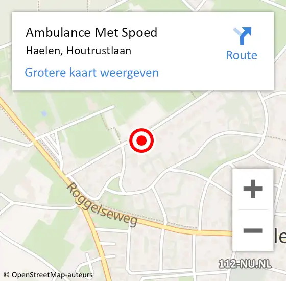 Locatie op kaart van de 112 melding: Ambulance Met Spoed Naar Haelen, Houtrustlaan op 30 juli 2014 21:32