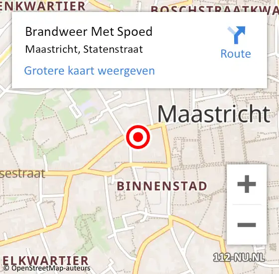 Locatie op kaart van de 112 melding: Brandweer Met Spoed Naar Maastricht, Statenstraat op 29 september 2022 21:07