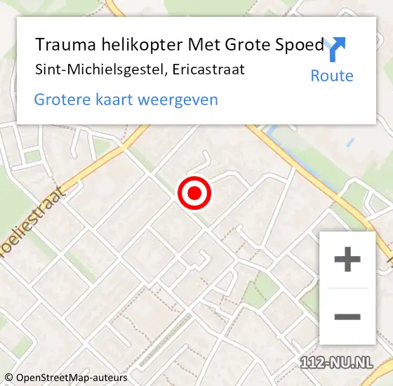 Locatie op kaart van de 112 melding: Trauma helikopter Met Grote Spoed Naar Sint-Michielsgestel, Ericastraat op 29 september 2022 21:14
