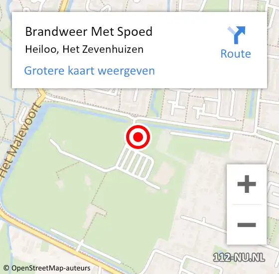 Locatie op kaart van de 112 melding: Brandweer Met Spoed Naar Heiloo, Het Zevenhuizen op 29 september 2022 21:17