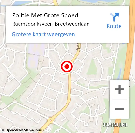 Locatie op kaart van de 112 melding: Politie Met Grote Spoed Naar Raamsdonksveer, Breetweerlaan op 29 september 2022 21:33