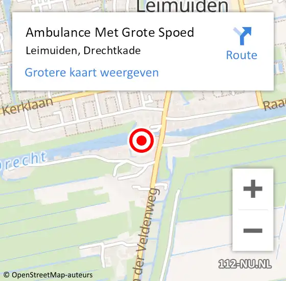 Locatie op kaart van de 112 melding: Ambulance Met Grote Spoed Naar Leimuiden, Drechtkade op 29 september 2022 21:51