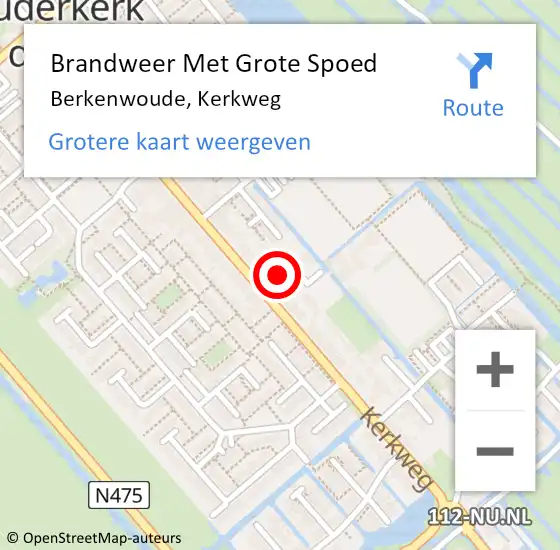 Locatie op kaart van de 112 melding: Brandweer Met Grote Spoed Naar Berkenwoude, Kerkweg op 29 september 2022 21:51