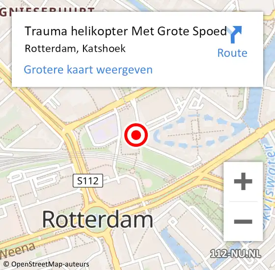 Locatie op kaart van de 112 melding: Trauma helikopter Met Grote Spoed Naar Rotterdam, Katshoek op 29 september 2022 21:55