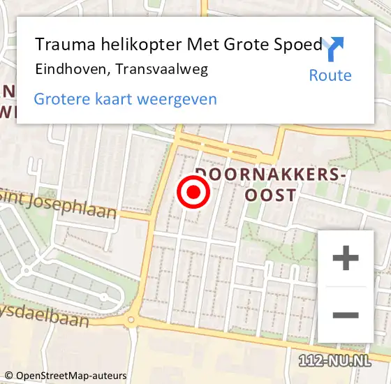 Locatie op kaart van de 112 melding: Trauma helikopter Met Grote Spoed Naar Eindhoven, Transvaalweg op 29 september 2022 22:17