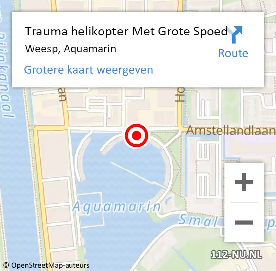 Locatie op kaart van de 112 melding: Trauma helikopter Met Grote Spoed Naar Weesp, Aquamarin op 29 september 2022 22:43