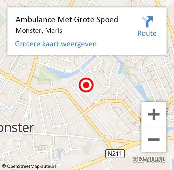 Locatie op kaart van de 112 melding: Ambulance Met Grote Spoed Naar Monster, Maris op 29 september 2022 22:52