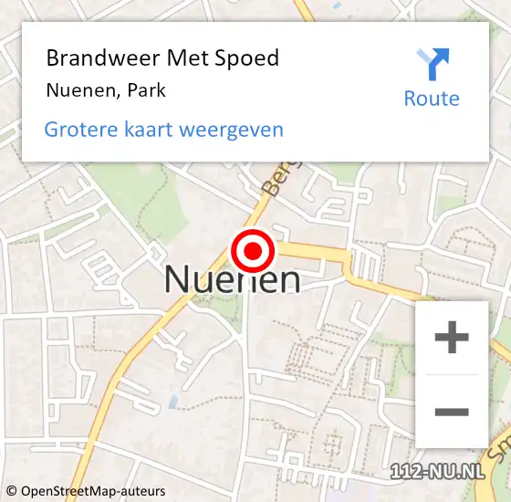 Locatie op kaart van de 112 melding: Brandweer Met Spoed Naar Nuenen, Park op 30 september 2022 00:29