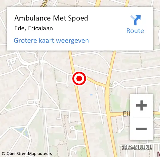Locatie op kaart van de 112 melding: Ambulance Met Spoed Naar Ede, Ericalaan op 30 september 2022 01:56