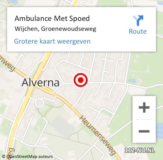 Locatie op kaart van de 112 melding: Ambulance Met Spoed Naar Wijchen, Groenewoudseweg op 30 september 2022 03:08