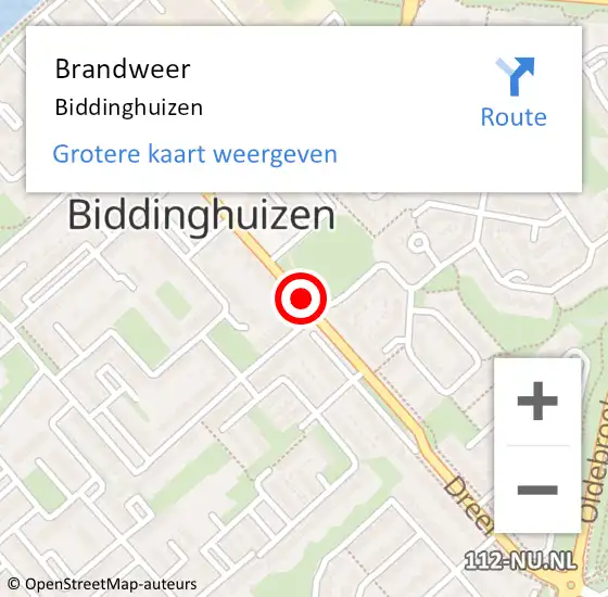 Locatie op kaart van de 112 melding: Brandweer Biddinghuizen op 30 september 2022 03:59