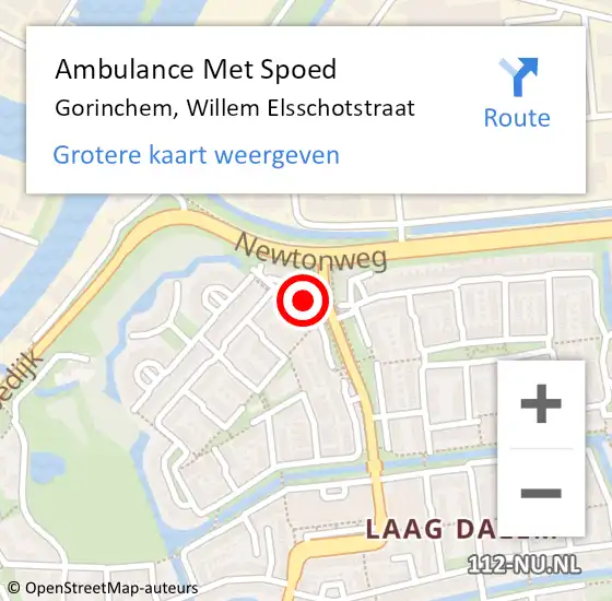 Locatie op kaart van de 112 melding: Ambulance Met Spoed Naar Gorinchem, Willem Elsschotstraat op 30 september 2022 06:34