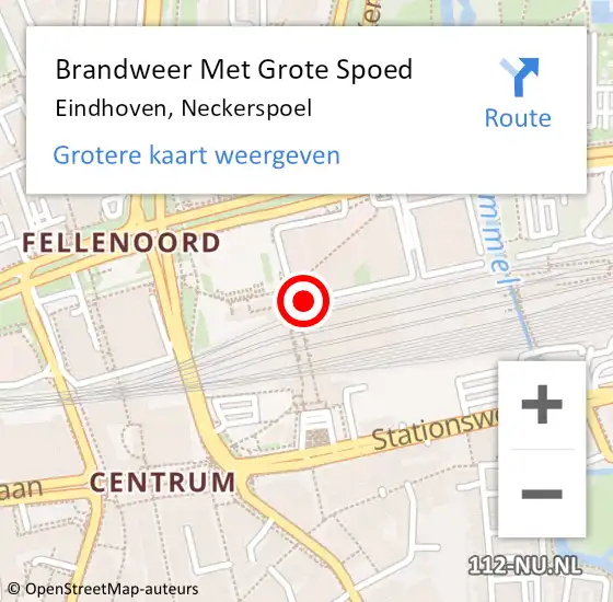 Locatie op kaart van de 112 melding: Brandweer Met Grote Spoed Naar Eindhoven, Neckerspoel op 30 september 2022 07:31