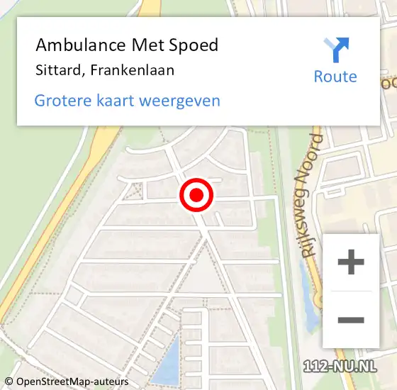 Locatie op kaart van de 112 melding: Ambulance Met Spoed Naar Sittard, Frankenlaan op 30 juli 2014 22:13