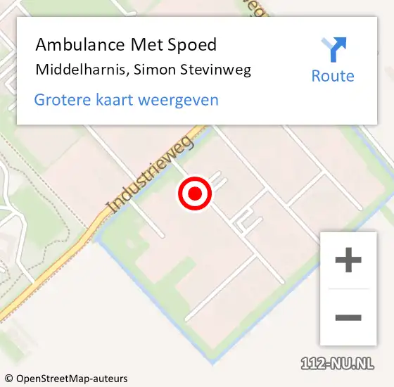 Locatie op kaart van de 112 melding: Ambulance Met Spoed Naar Middelharnis, Simon Stevinweg op 30 september 2022 07:49