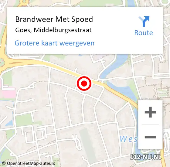 Locatie op kaart van de 112 melding: Brandweer Met Spoed Naar Goes, Middelburgsestraat op 30 september 2022 07:54