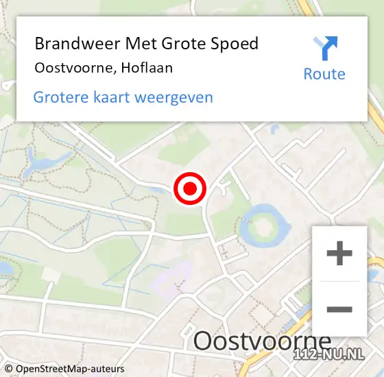 Locatie op kaart van de 112 melding: Brandweer Met Grote Spoed Naar Oostvoorne, Hoflaan op 30 september 2022 07:56