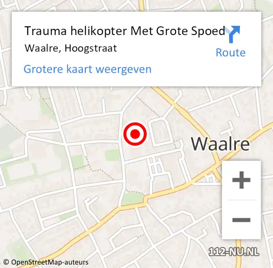 Locatie op kaart van de 112 melding: Trauma helikopter Met Grote Spoed Naar Waalre, Hoogstraat op 30 september 2022 08:20
