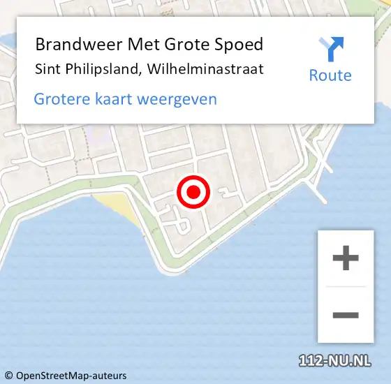 Locatie op kaart van de 112 melding: Brandweer Met Grote Spoed Naar Sint Philipsland, Wilhelminastraat op 30 september 2022 08:33