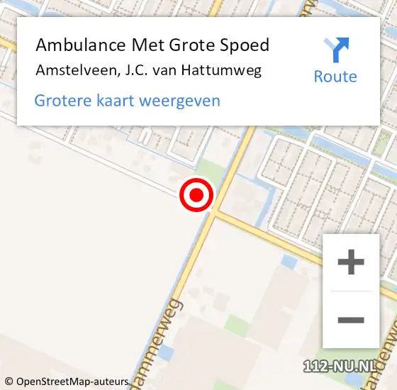 Locatie op kaart van de 112 melding: Ambulance Met Grote Spoed Naar Amstelveen, J.C. van Hattumweg op 30 september 2022 08:40